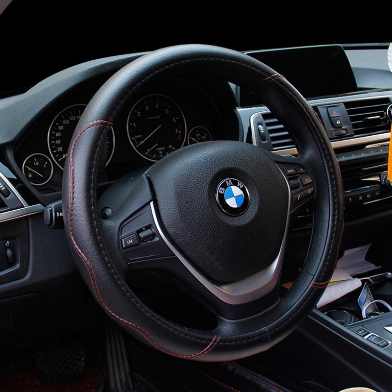 Large Size Pu Leather Car Steering Wheel Cover Plus Wheel Hubs for Different Cars 36 38 40 42 45 47 50cm for Scania Trunk Bus