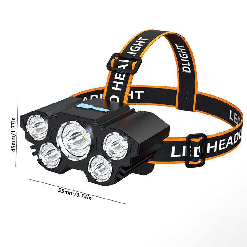 Super Bright 5 Led Head Flashlight Usb Rechargeable Headlamp Outdoor Powerful Waterproof Camping Fishing Adventure Head Lantern