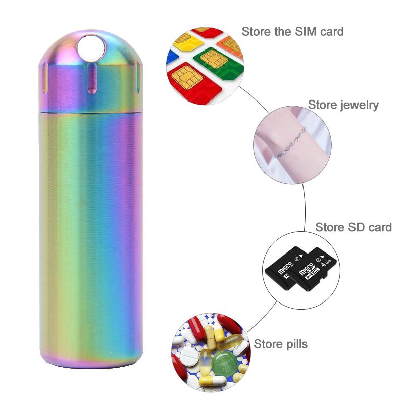 Tragbare Wasserdichte Kapsel CNC Metall Dichtungsflasche Mini Edelstahl EDC Überlebens Pillendose Haus Camping Werkzeug für den täglichen Gebrauch