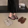 Niche Woven Hollow Mesh Cool Slippers Women's Shoes Wear 2025 New Summer Flat-bottomed Breathable Bag Head Sandals