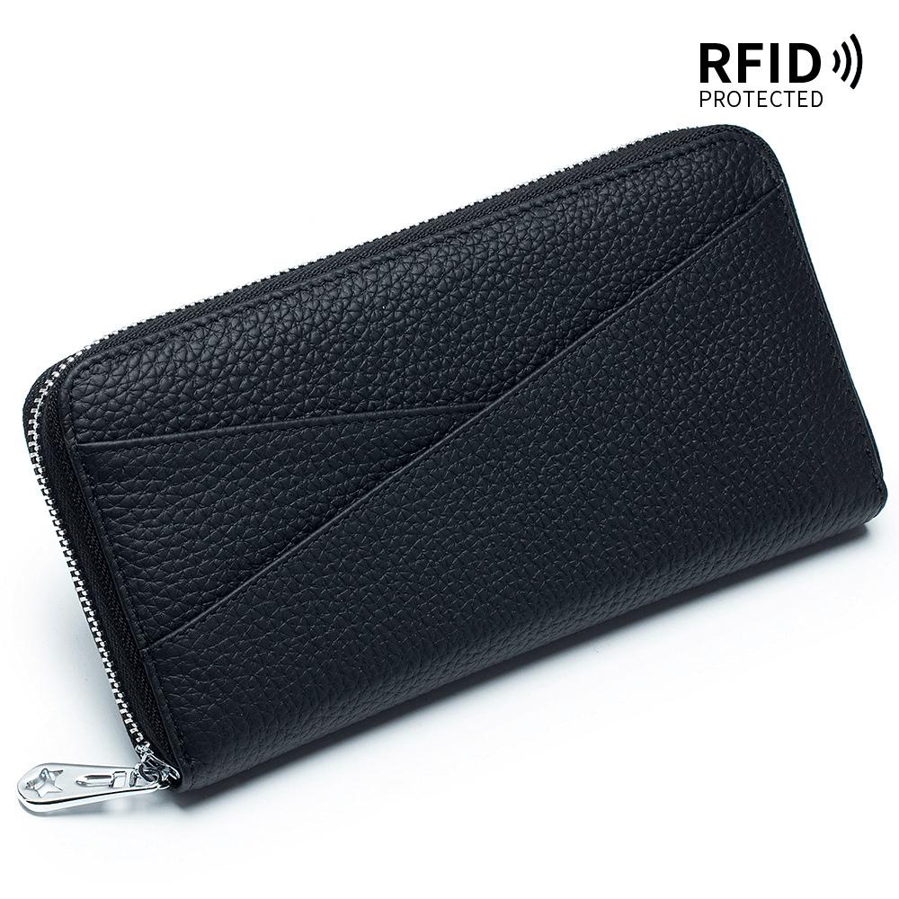 Portefeuille long japonais pour femme Sac à cartes RFID grande capacité Sac de soirée tendance Sac pour téléphone portable Black, multicolore