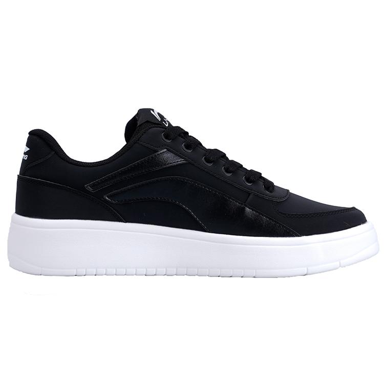 Li Ning Synthetic Leather Slip Resistant Abrasion Resistant Low Top Skateboard Shoes Men's Black White AGCP335-8