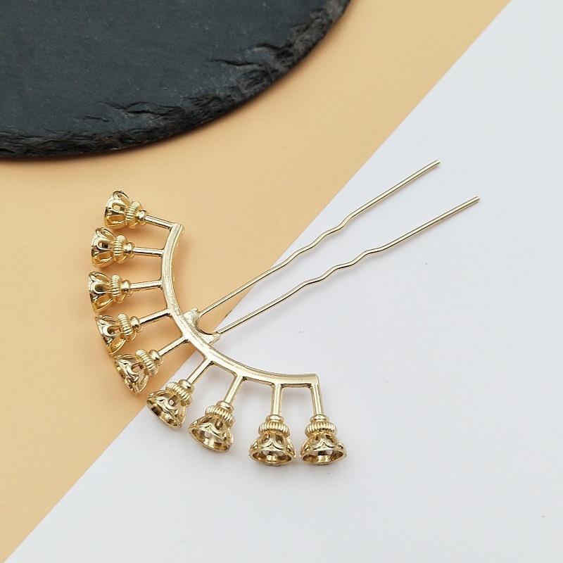 Beadable Alloy Arch Hair Pin Blanks Multiple Bead Mounts 3 Colors for DIY Hanfu Hair Accessories Making