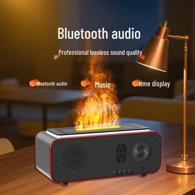 Simulated Flame Fireplace Bluetooth Speaker & Aroma Diffuser with Humidifier and Alarm Clock
