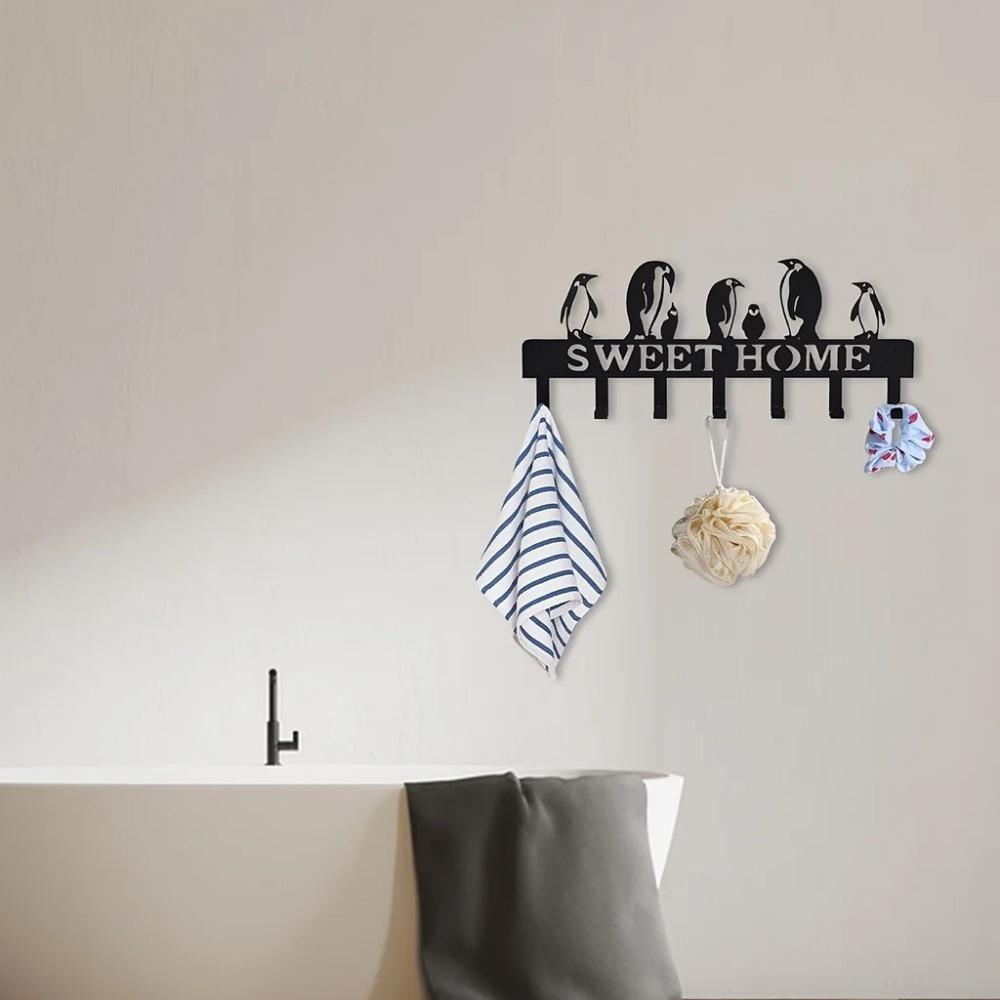 Iron Wall Hooks Set: Arctic Bird Design Key Coat Rack for Door Balcony