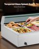 Commercial Food Warmer, 1700W Electric Stainless Steel Steam Food Warmer with Glass Cover, 10-Pan Countertop Buffet Bain Marie with Soup & Perforated