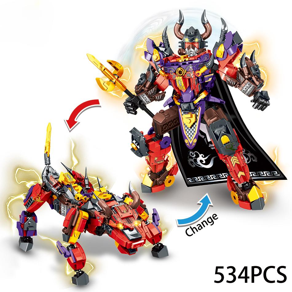 2v1 Zbraň Zvíře Robot Model Stavebnice Opičí král Mecha Auto Kostky Sada Děti Město Stavební hračky pro kluka