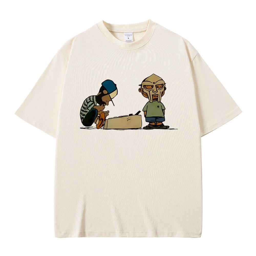 Rapper Mf Doom MM FOOD Cartoon Style Print T Shirt Men Women Hip Hop Fashion Oversized Tshirts Mens Casual Vintage Streetwear