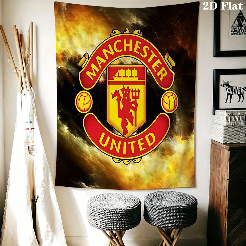 Man Utd H Wall Hanging Printed Fabric Blanket Decorative Tapestries for Bedroom Living Room Home Decor