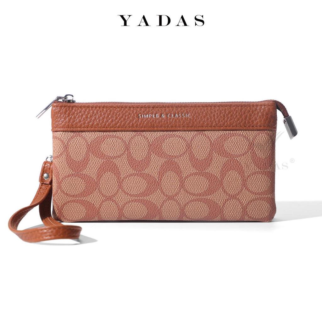 YADAS Ladies' Classic Oval Print Zipper Wristlet Bag - PU Leather
