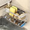 Bathroom Sink Storage Rack Metal Drain Rack with Cutlery Container Dishwashing Sponge Holder Kitchen Countertop Storage Shelf