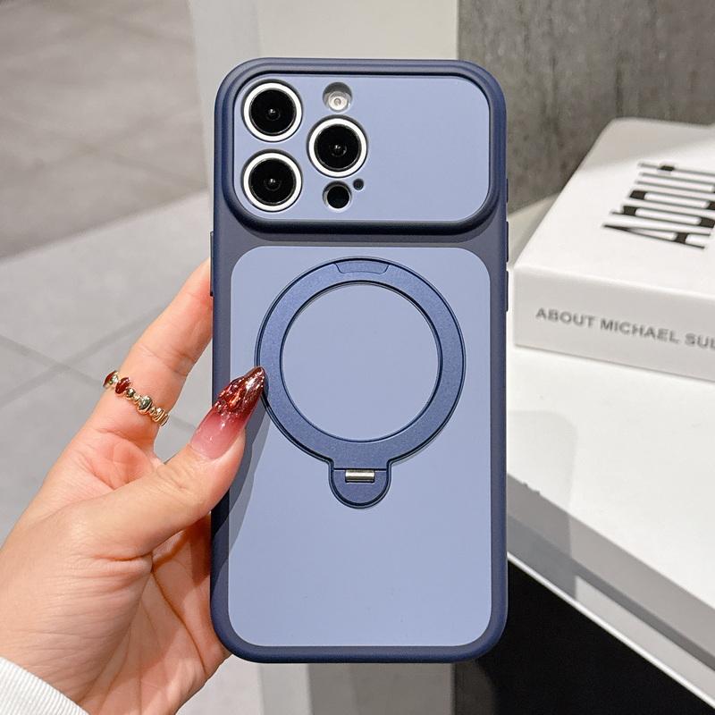 Magnetic Ring Holder Case For iPhone 17 16 15 14 13 Pro Max Luxury Contrast Color Skin Feel Hybrid PC Shockproof Matte Phone Stand Cover