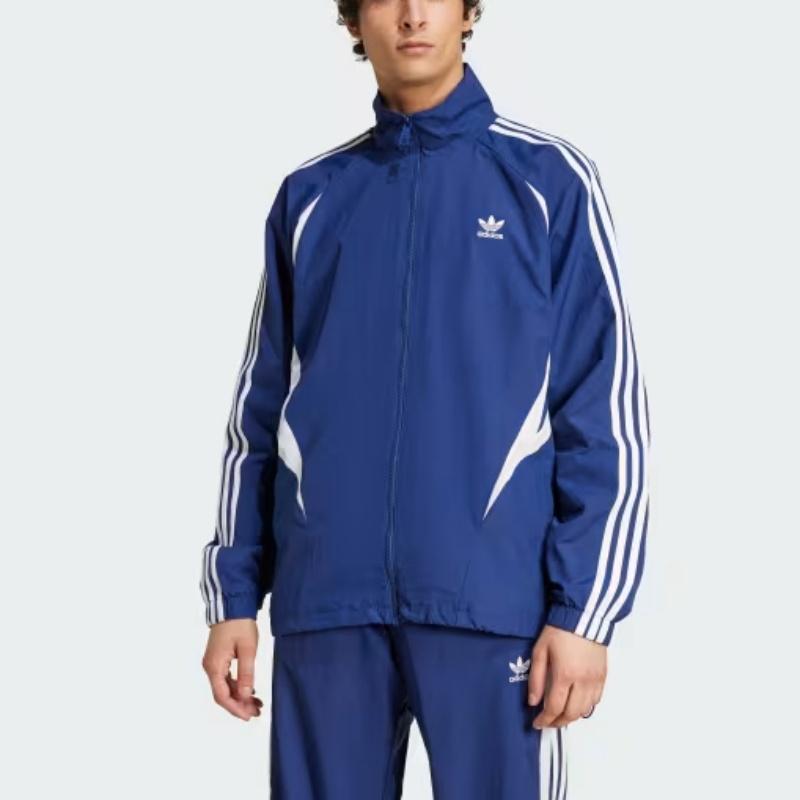 Adidas Originals Vintage Sports Jacket With Embroidered Logo And Color Block Stripes Men Jacket Blue IY2091