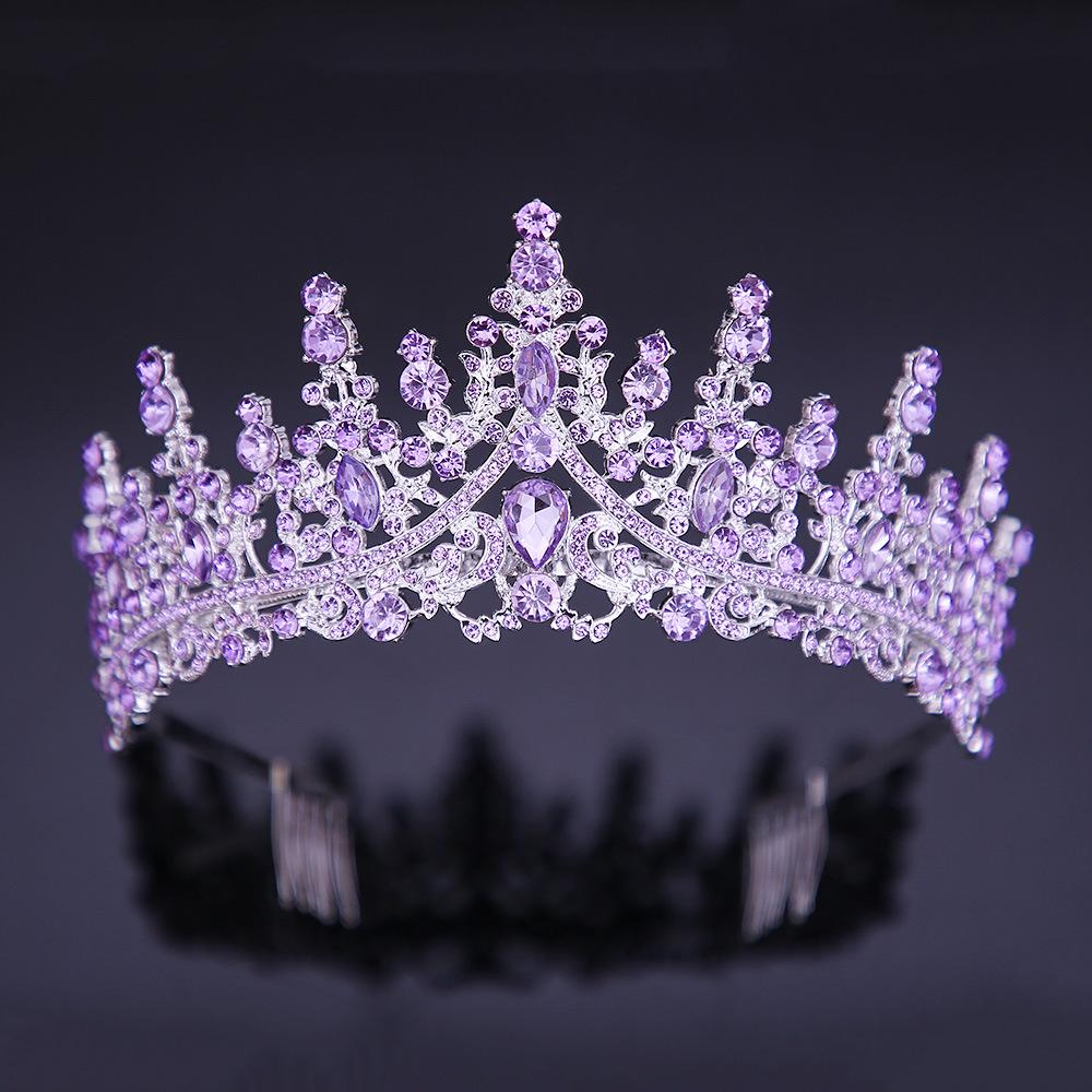 

DIEZI Baroque 6 Colors AB Crystal Crown Tiara For Women Wedding Party Bride Headwear Hair Dress Accessories Rhinestone Tiaras