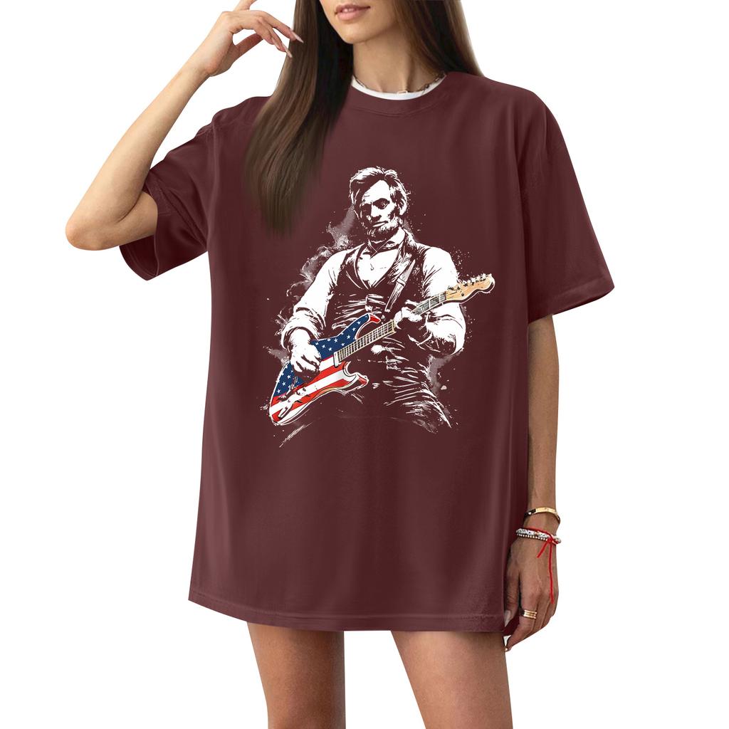 Damen Casual Buchstabendruck Kurzarm Top T-Shirt