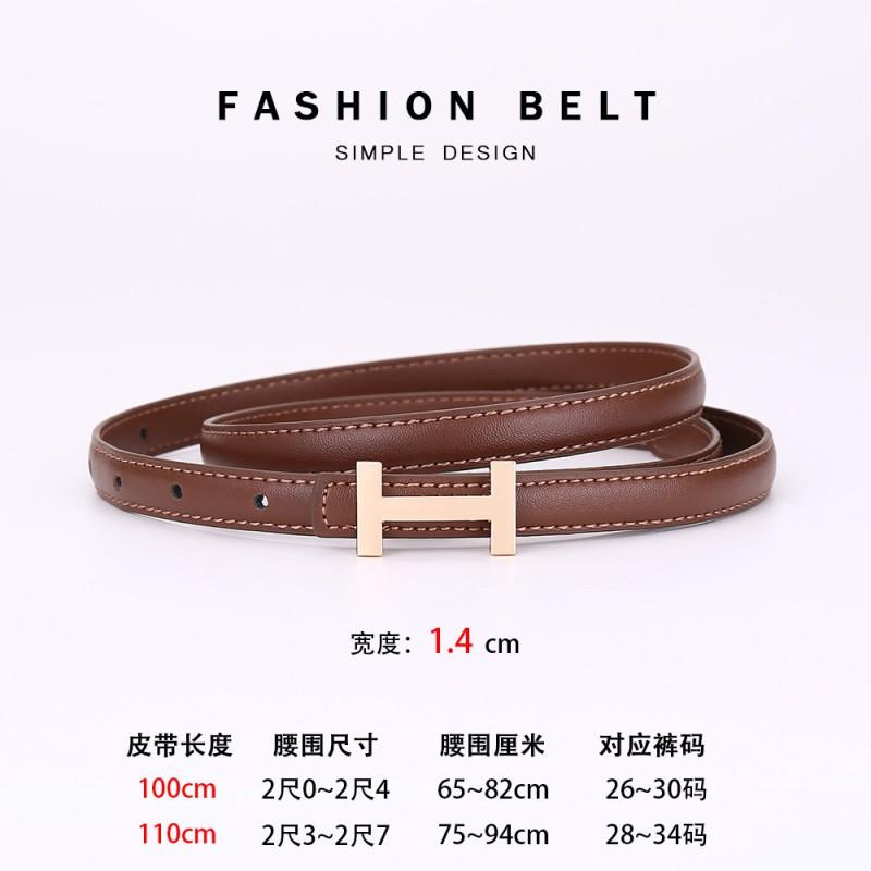 Womens Slim Genuine Leather Belt With Zinc Alloy Buckle Casual Office Chic Waistband Dresses Pants Skirts