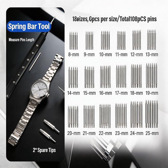 132-Piece Watch Repair Tool Set with Strap Remover and Hole Punching Tools