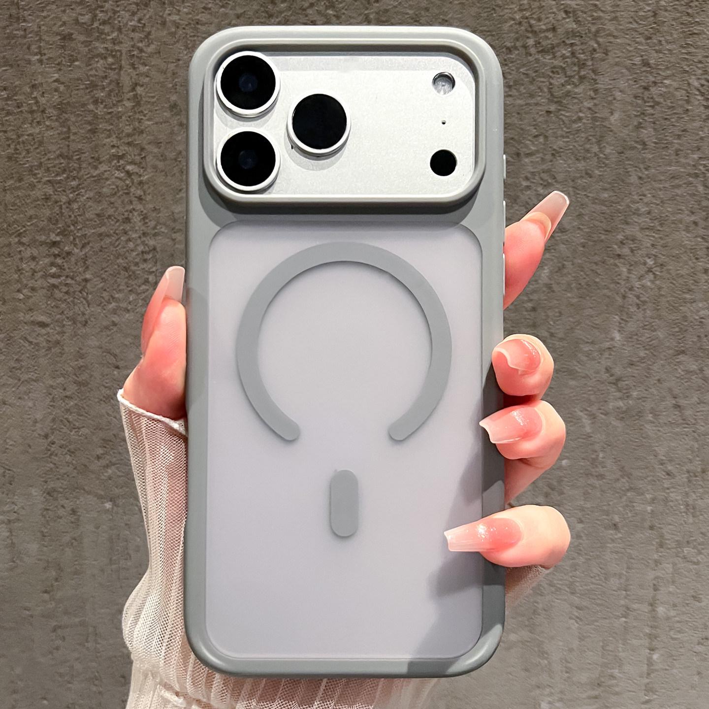 

iPhone 17 Pro Max Magnetic Matte Case: Drop-Proof, Semi-Transparent Protective Cover 13/12 Pro Max сірий колір