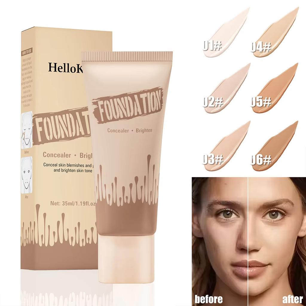 Full Coverage Foundation, Matte Finish Oil-control Liquid Foundation, Covering Blemishes and Dark Spot, Concealer Cream