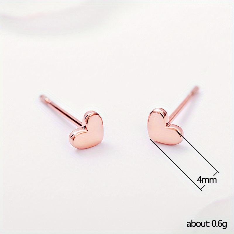

1 пара простых серег, милые, маленькие, мини и гладкие серьги в форме сердца розового золота