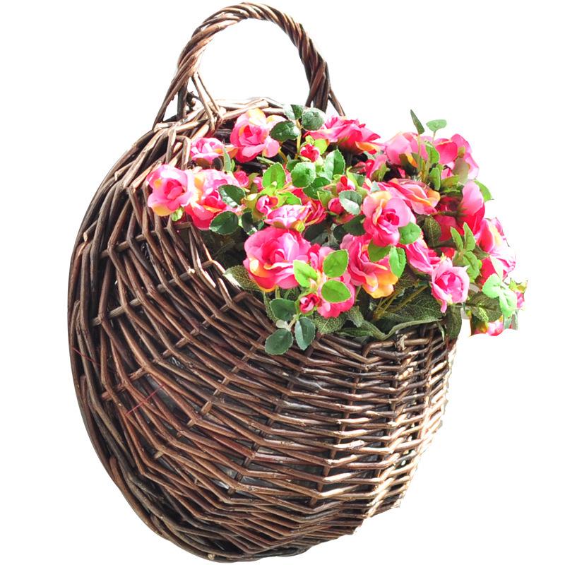 Wall Hanging Woven Basket Flower Pot - Rattan, Willow & Straw Design