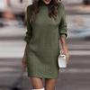 Women's Knitted Dress Turtleneck Winter Sweater Dress Knitted Dresses Midi Plain Long Wool Dress