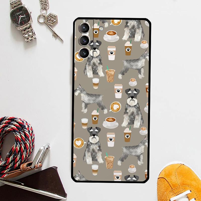 Cartoon Schnauzer Dog Case For Samsung Galaxy S25 Ultra S20 S21 S22 S23 Plus S24 Ultra S9 S10 S25 FE Cover Coque