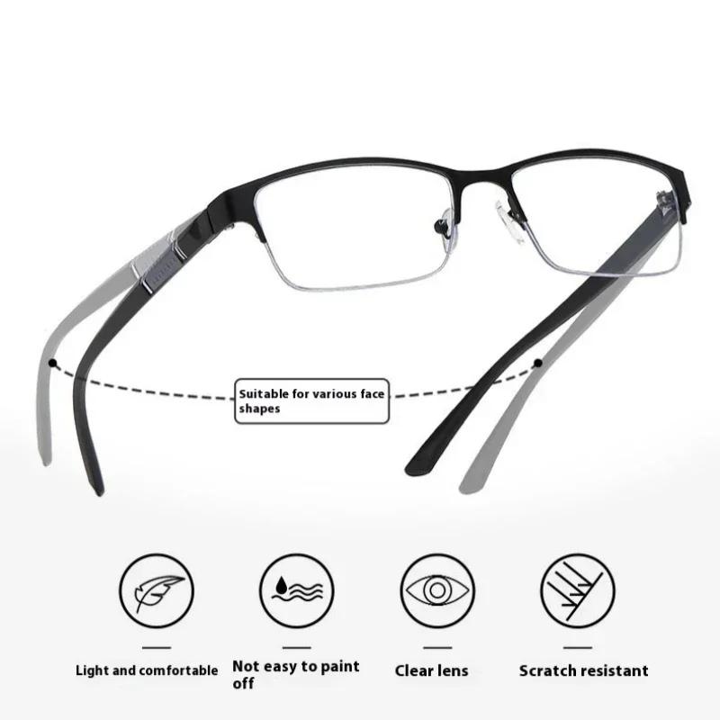 Blue Light Glasses Photochromic Sun Eyewear Half-frame Business Multifocal Presbyopia Glasses Diopter To +4.0 Eyeglasses for Men