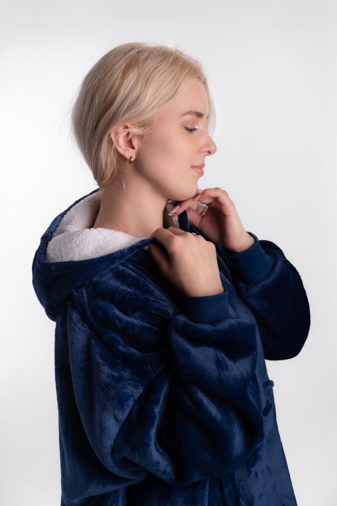 Blanket sweatshirt blanket sweatshirt thick oversize with hood 2 in 1 navy blue comfortable gift