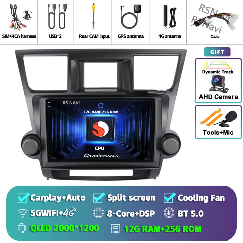 Android 14 Car Radio For Toyota Highlander 2007 - 2015 Player Multimedia GPS Navigation Stereo CarPlay Auto Video Head Unit DVD