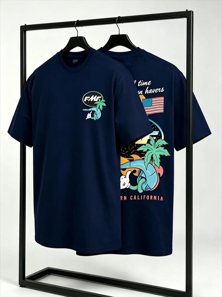 Beach Ride Bad Fast Motocross T Shirt for Men Cotton Dirt Bike Racing Graphic Tee Casual Short Sleeve White New Summer