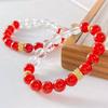 Retro Pigeon Blood Red Vitreous Body Natural Chalcedony White Crystal Design Bracelet Bracelet