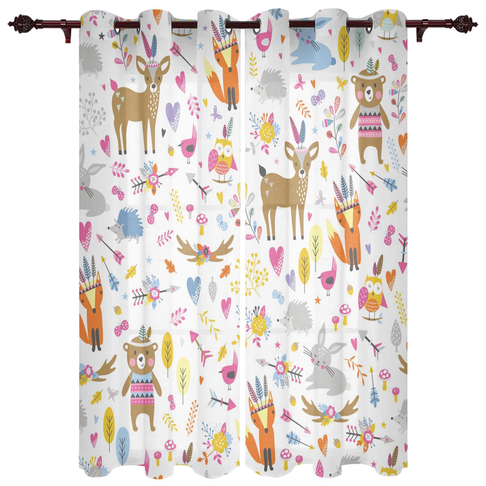 Шторы на окна с изображением красной лисы — фото 14