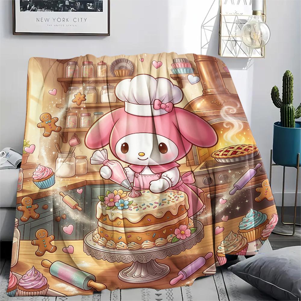 1PC My Melody Pink Print Flannel Blanket, High Quality All Seasons, Home Decor, Warmth and Comfort, Perfect for Christmas Gifts