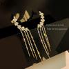 Women Earring Tassel zircon leaf integrated ear clip