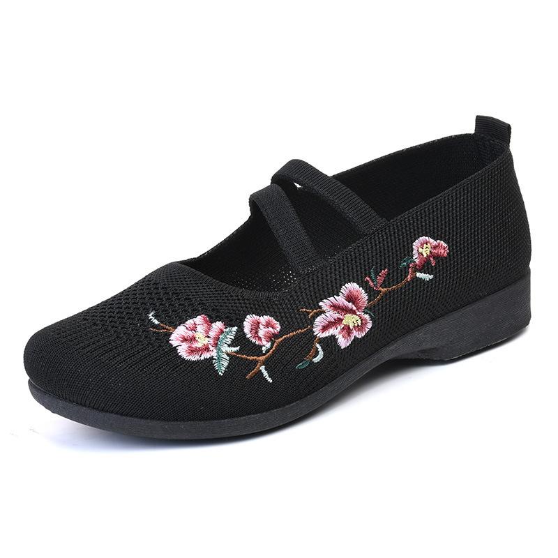 

women s shoes Slip-on Flat Embroidered Shoes, Soft Sole Elastic Mom Shoes - women s summer shoes free shippiing shoes2026 35 чорний