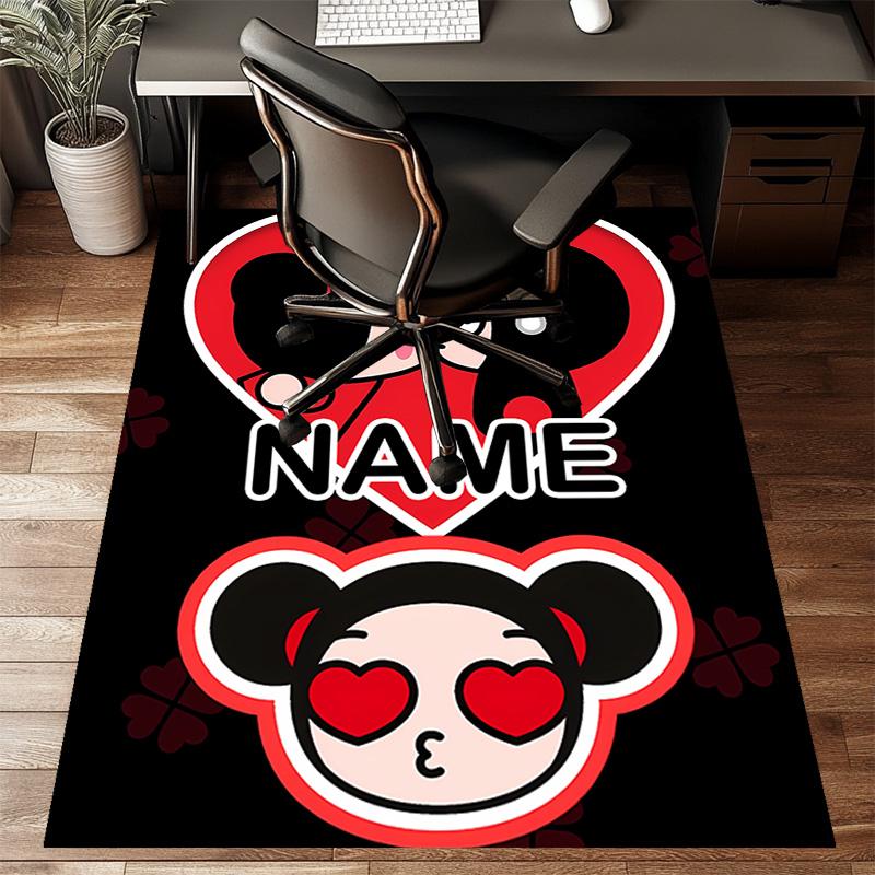 Custom PUCCA Mat Personalized Name, Polyester Washable Indoor Entryway Rug, Gift for Christmas, Easter, Thanksgiving Day