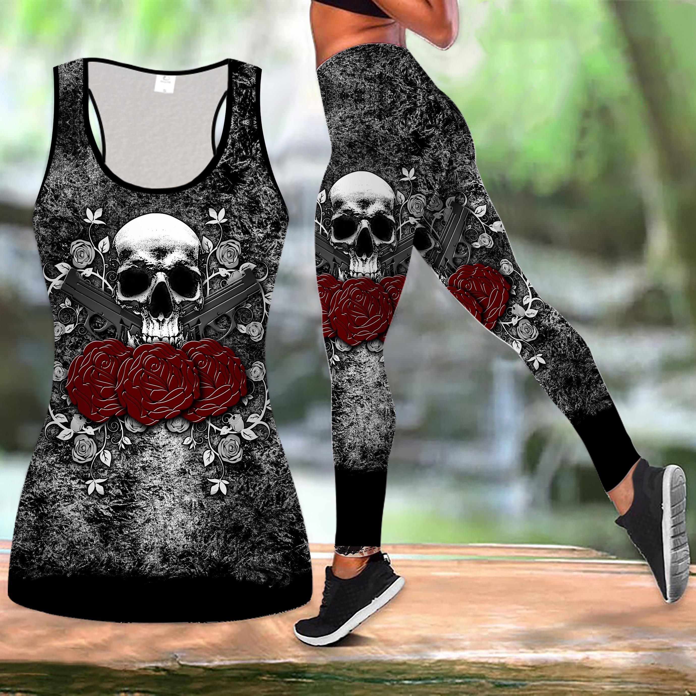 

Хэллоуинский принт Наряд для йоги для женщин Модные леггинсы для тренировок Фитнес Спорт Повседневный Набор для йоги Спортивный костюм S чёрный