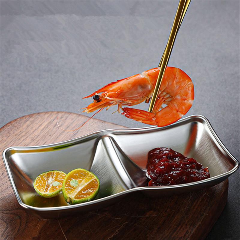 304 Stainless Steel Seasoning Dish Hot Pot Dipping Bowl Soy Sauce Barbecue Sushi Vinegar Plate Condiment Tray Kitchen Tableware