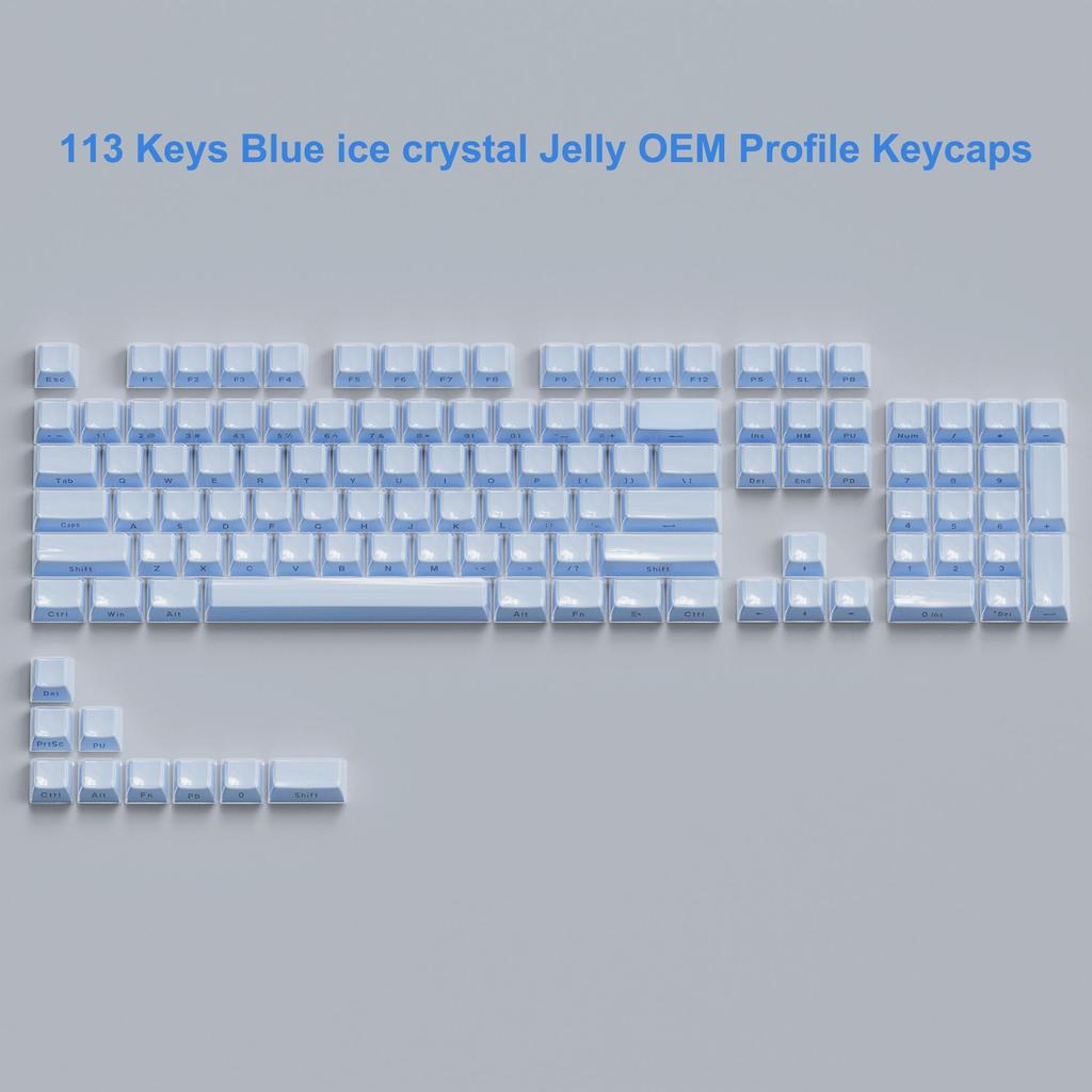 113 Key Jelly Round Side Keycaps Ice Crystal Translucent Pink OEM Profile Key cap for Cherry MX 61 68 104 Mechanical Keyboard