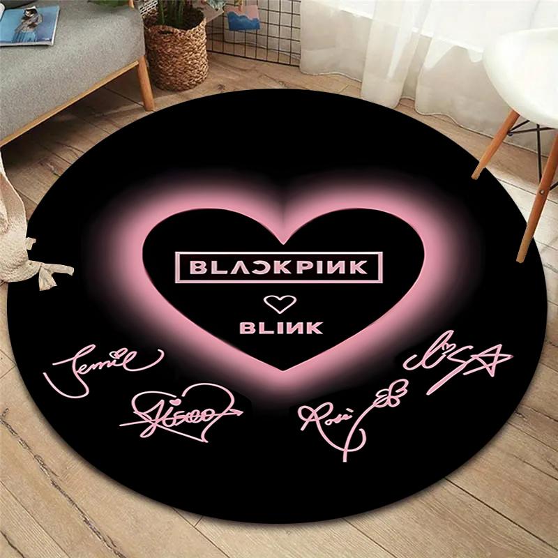 

Круглий килим Blackpink, Килимок для вітальні, спальні, дивана, ігрової кімнати, Нековзкий килимок для підлоги 120cmx120cm