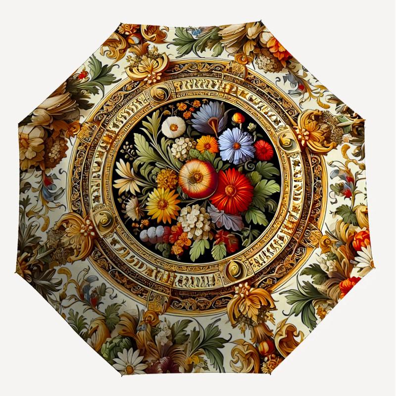 1 Stück Blumenverzierung Automatischer Öffnungs-/Schließschirm mit winddichtem, robustem 8-Rippen-Schirmdach, langlebigen Rippen, modischem Design 1249A