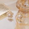 Elegant Zircon Flower and Pearl Stud Earrings - High-End Niche Design
