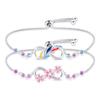 Stříbrný náramek 925 Original Nastavitelný Fantasy Symbol štěstí Růžový květ Zirkonové náramky Hodí se DIY Charms Dárky k narozeninám