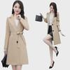 High-End Spring & Autumn Mid-Length Windbreaker for Petite Women - Long Sleeve, Slim Fit Cardigan