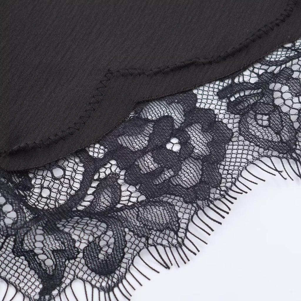 2025 European-Style Women's Silk Satin Lace Dress