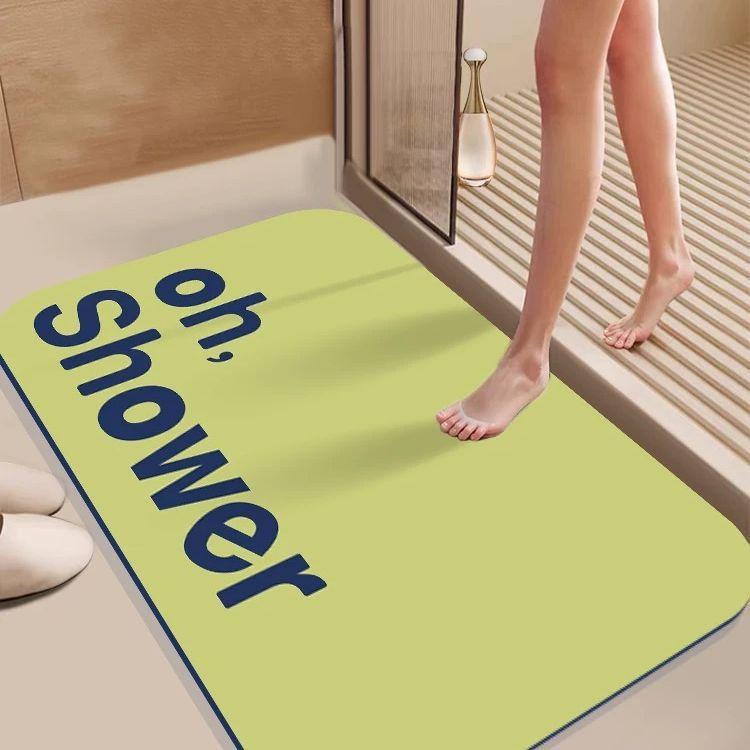 Diatom mud water absorbing and anti slip toilet floor mat, toilet high-end feeling, contrasting color, dirt resistant carpet