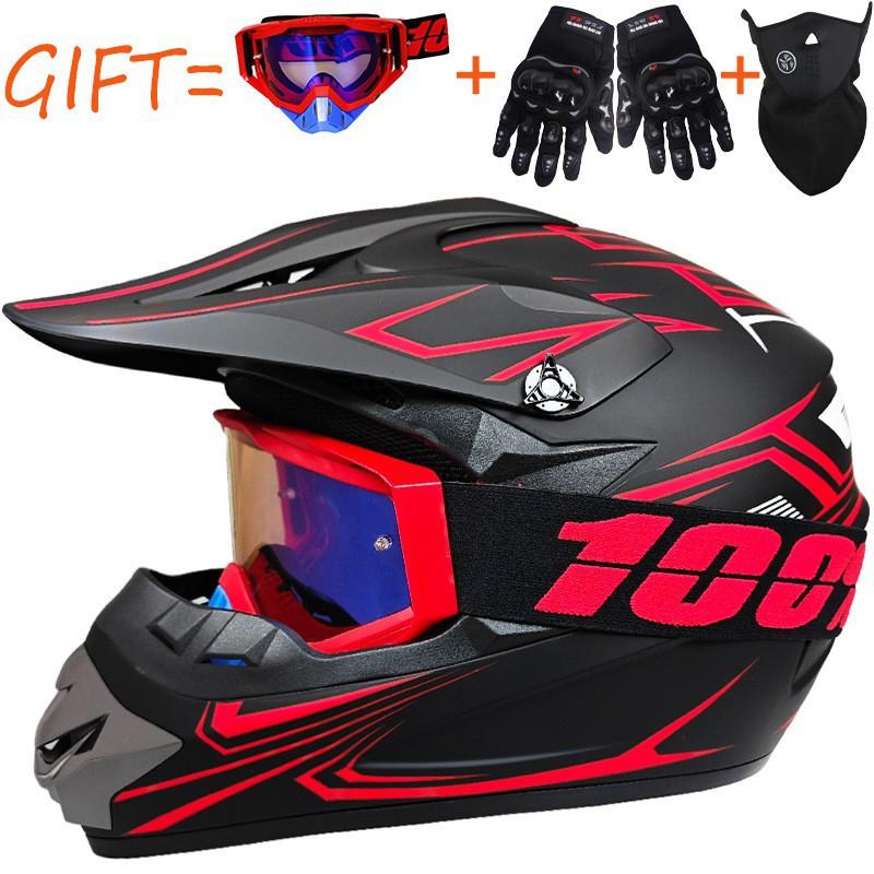 Equipped With 100% Goggles + Gloves Mask Off-road Helmet Mountain Biking Downhill Youth Go-kart