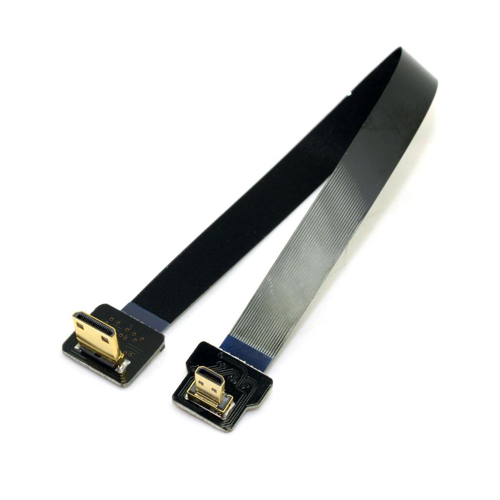 Cablecc 90 Degree Downward Facing FPV Micro HDMI Male To Mini HDMI FPC Flat for GoPro Multicopter Aerial Photography Cable, 50cm,