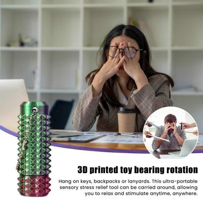Brinquedo Fidget Estimulante Spiky Grippie com Corrente de Contas Rotativo Alívio de Estresse Adolescentes Adultos Bolso Impresso em 3D Ferramenta de Stimming de Dor Portátil Rolo Irregular Sensorial